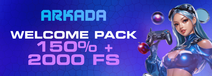 150% + 2000 FS приветственный бонус в Arkada Casino